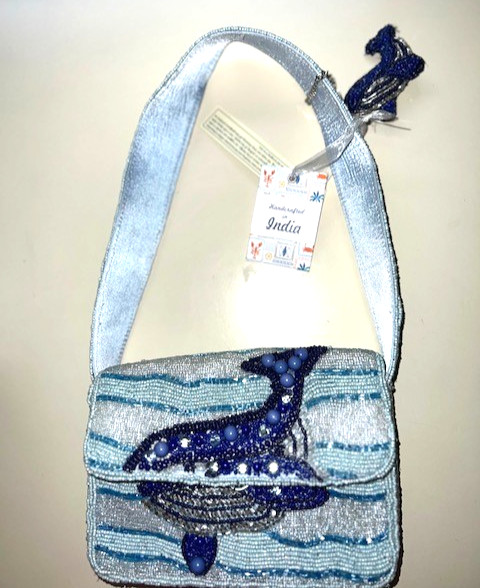 Beaded Blue Whale & Crab Shoulder Bag India with Bag Charm Brand New with Tags