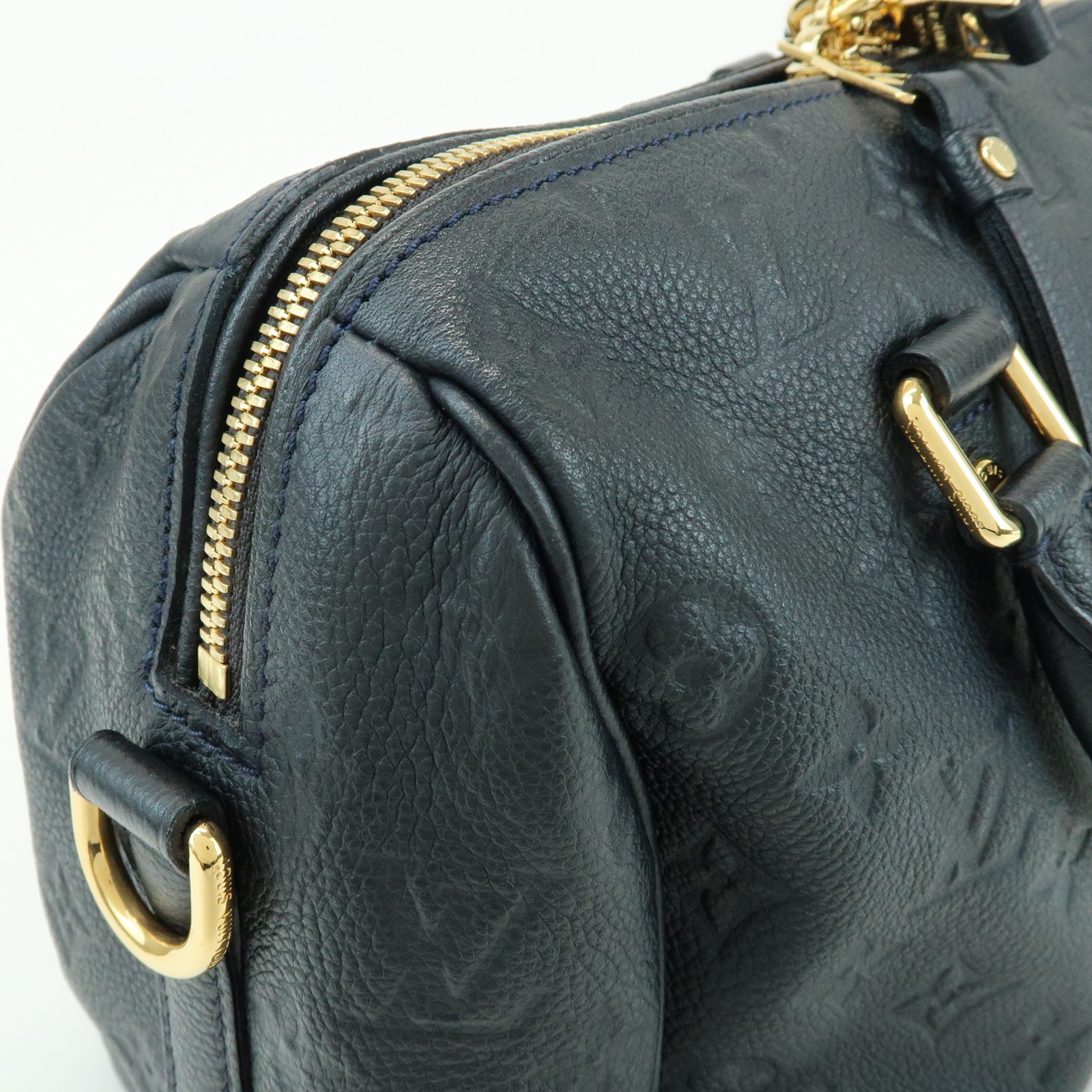 Louis Vuitton Monogram Empreinte Speedy Bandouliere 25 Navy M40762 Auth Used F/S