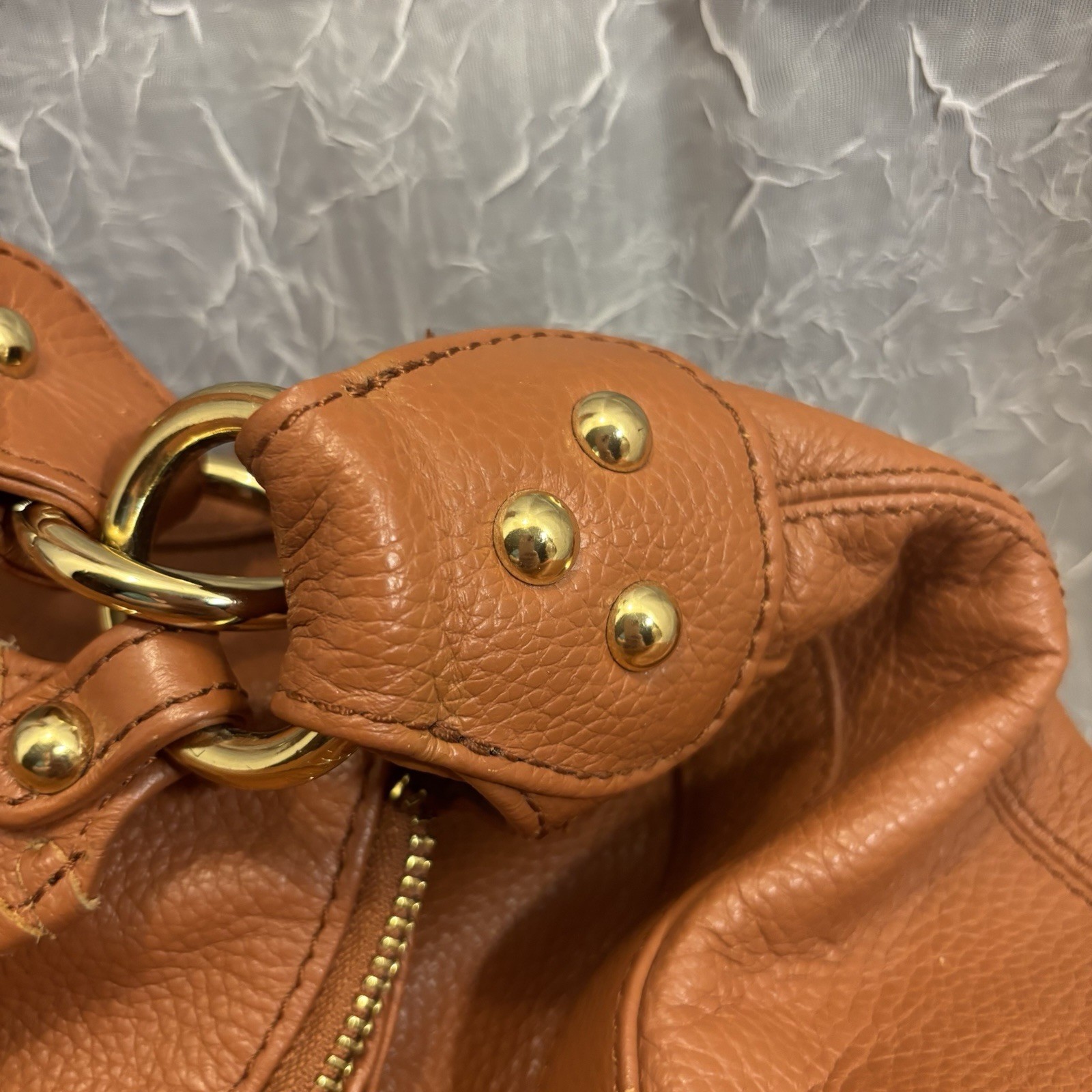 Vtg Designer ONNA EHRLlCH Rachel Brown Pebbled Leather Hobo Purse New W/ Tags