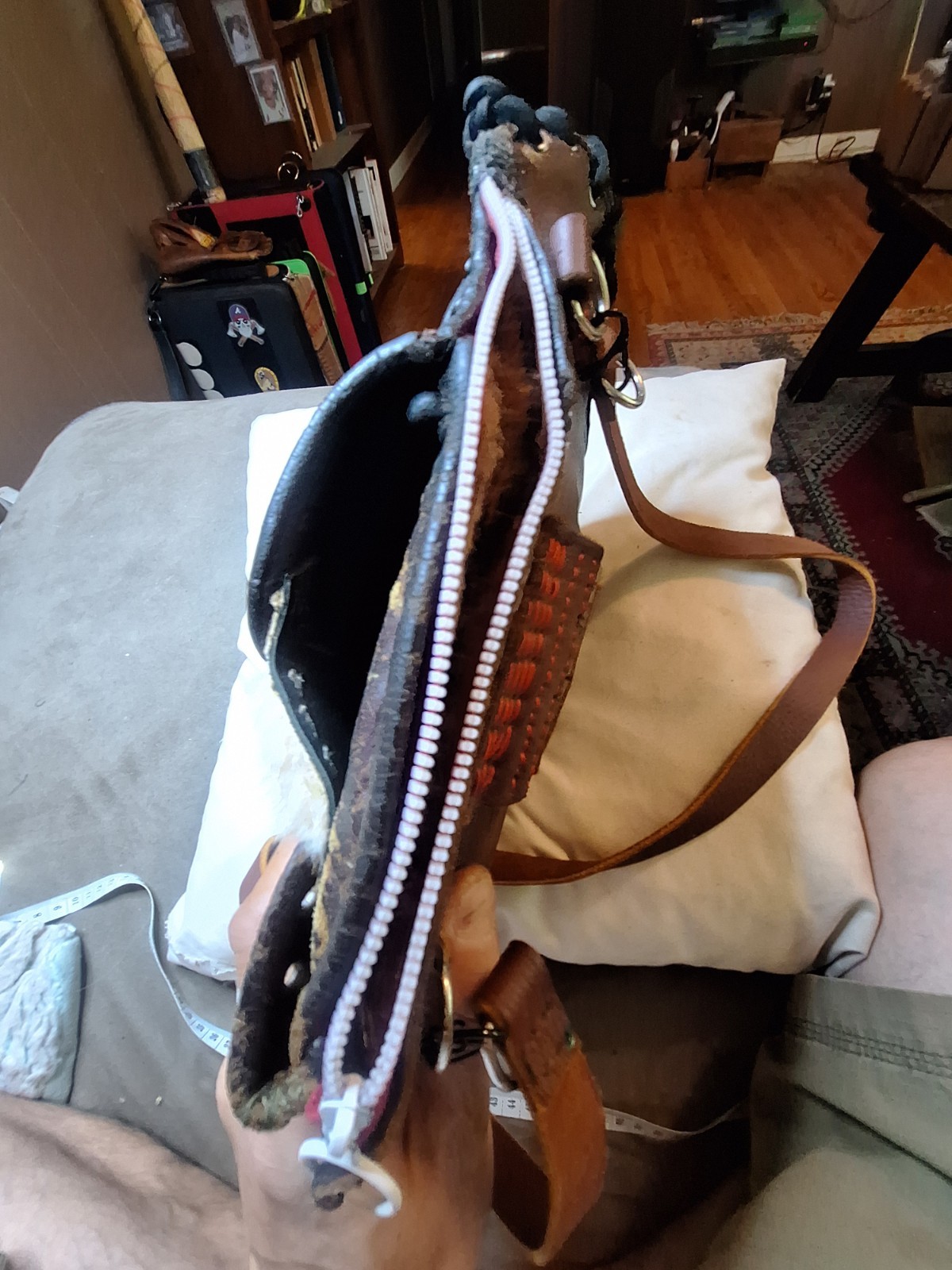Custom Upcycled Vtg FB Baseball Mitt Shoulder Crossbody Hip/Sporran Real Fur Bag