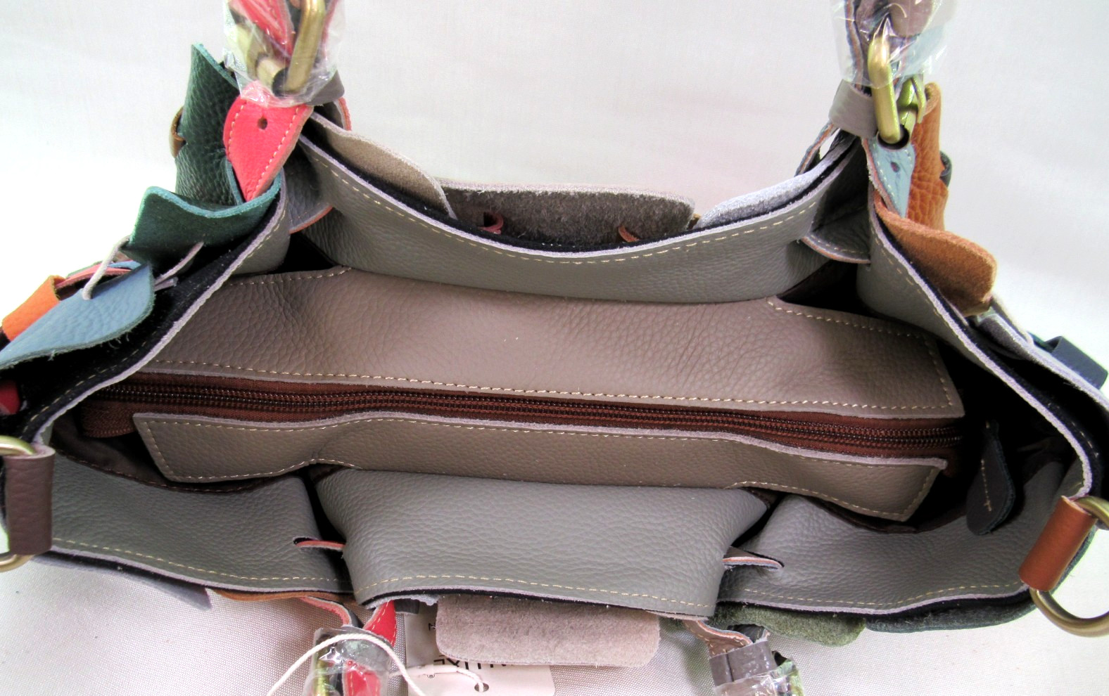 LEATHER Multicolor Woven Patchwork Purse Hobo Tote Bag Crossbody Yaluxe NEW!