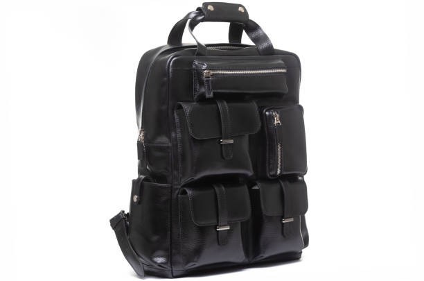 Leather Laptop Backpack for Men, Multi-Pocket Travel Rucksack, Business Work Bag