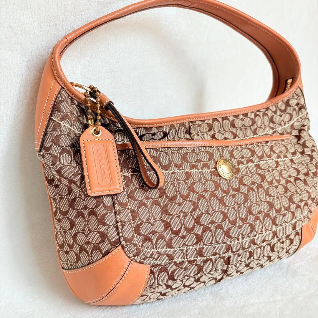 Coach Brown Signature Canvas Leather Shoulder Bag 10772 Gold Hardware