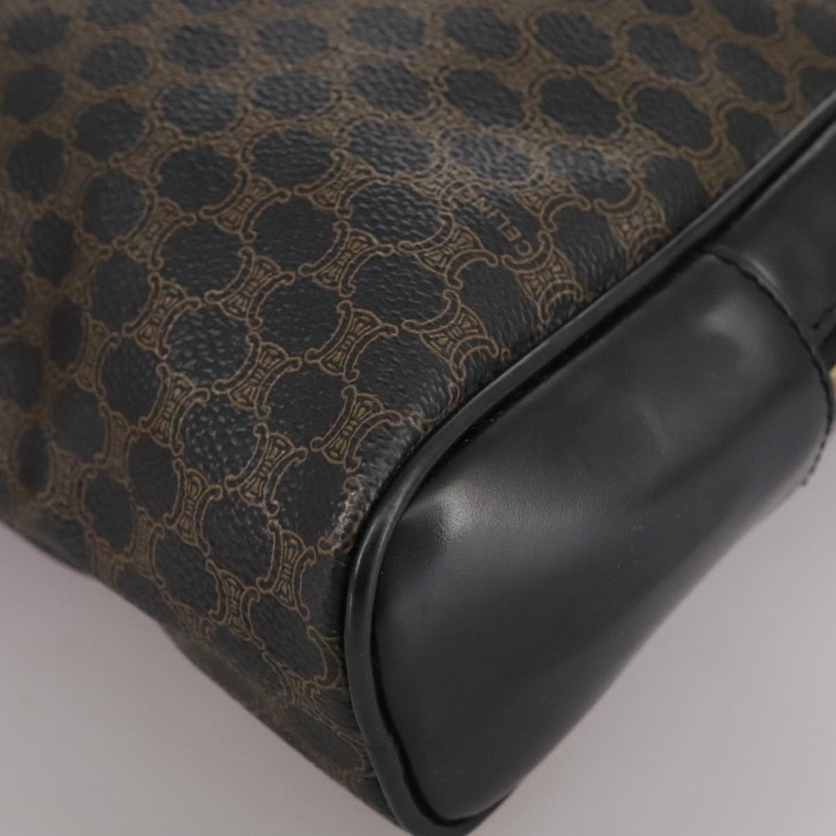 CELINE Macadam Canvas Backpack PVC Leather Black Silver Auth 105774