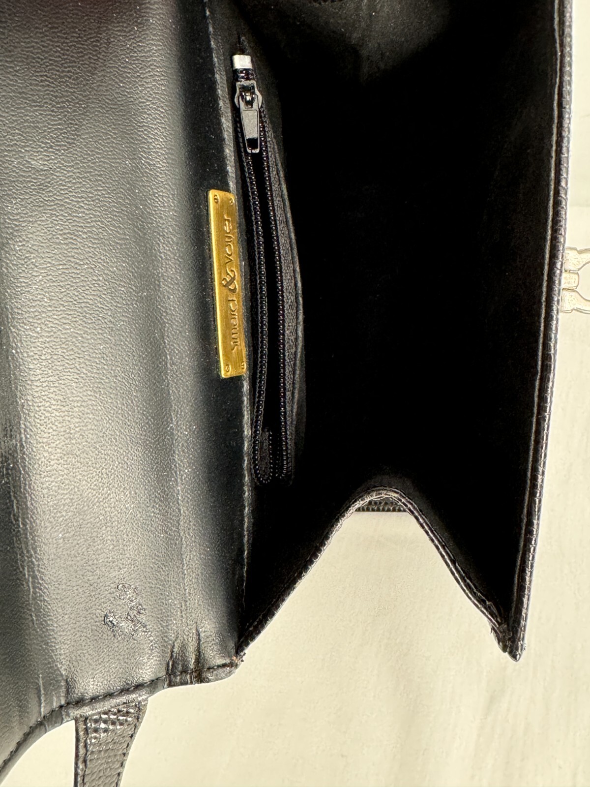 VTG 70s SIMARD & Voyer Black Snake Effect Leather Crossbody Bag Shoulder Purse