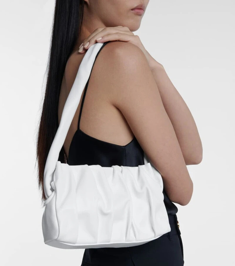 $525. Elleme Vague Pleated Leather Shoulder Bag White