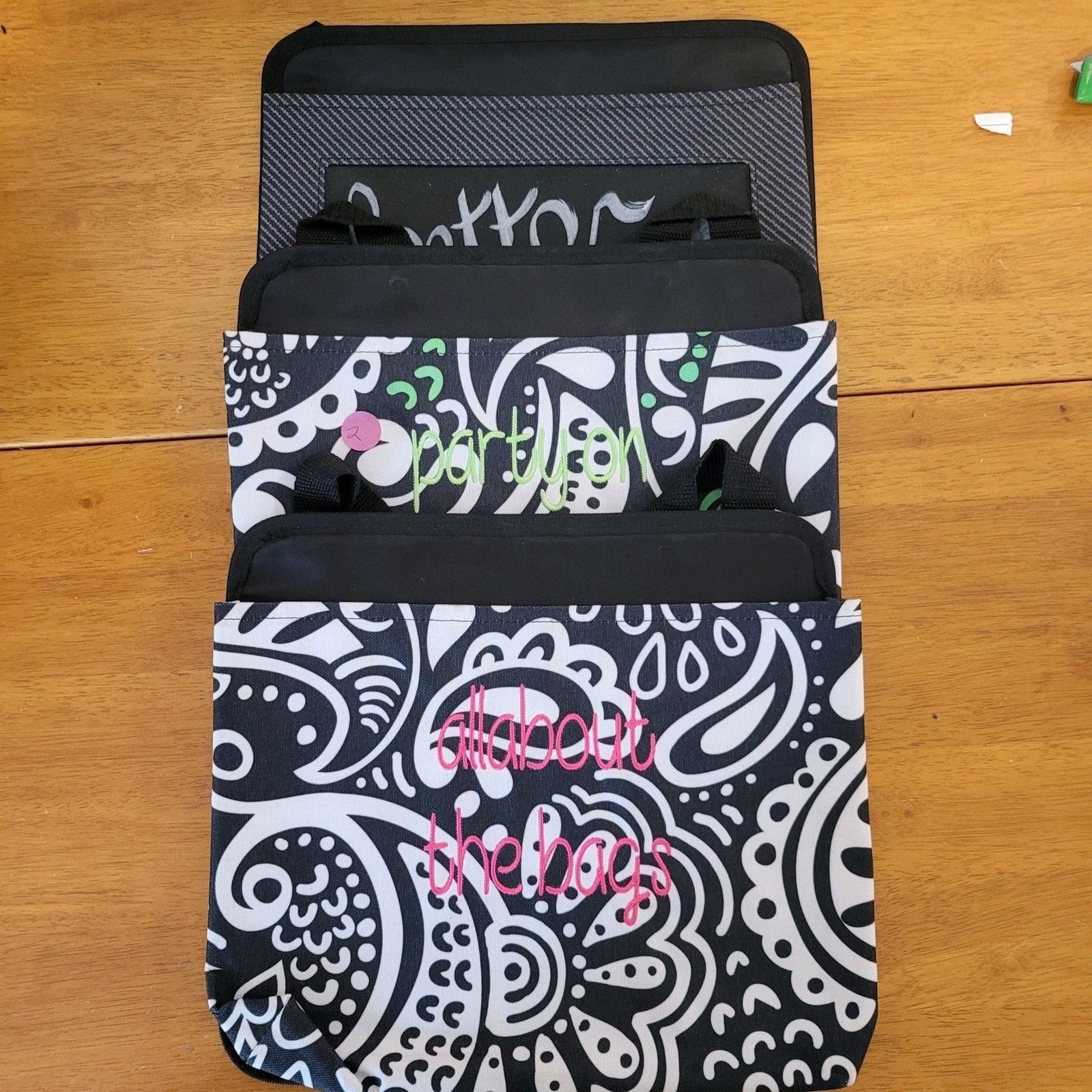 3-Thirty One Hanging Pouch Hand Colored 10 1/4″ High x 11 1/4″ Wide jl