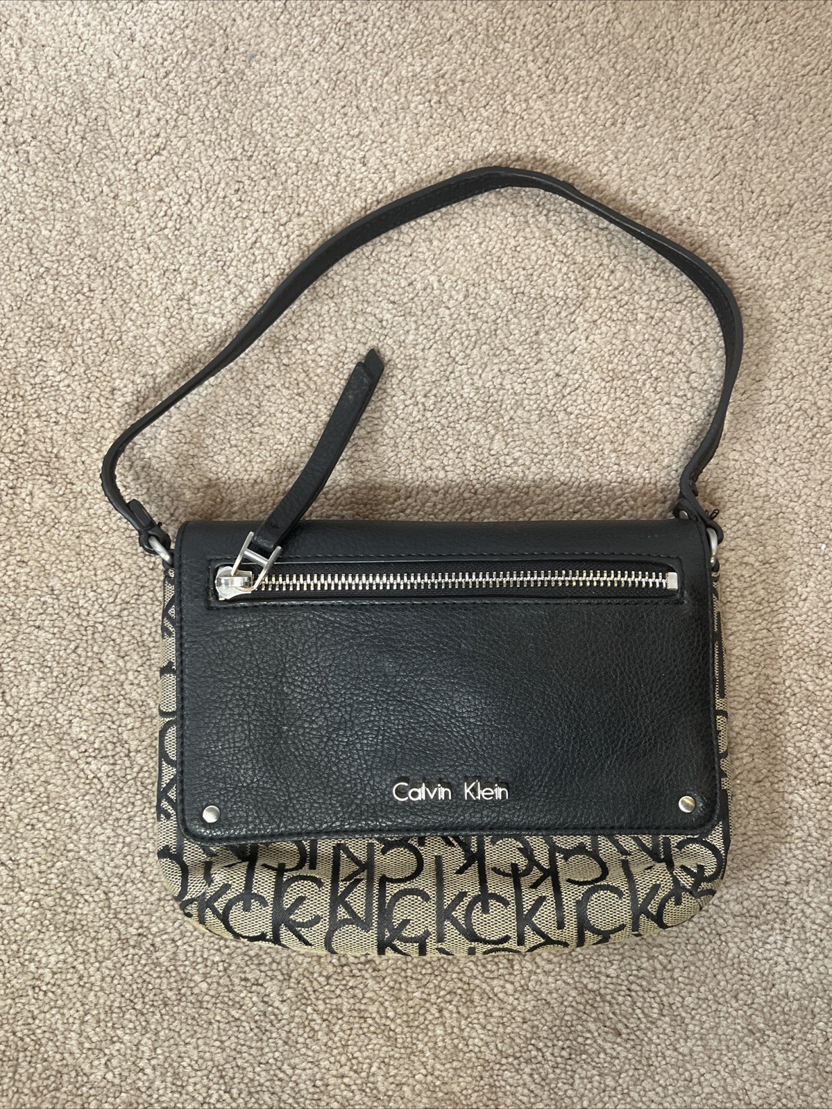 Calvin Klein Brown Purse Bag Handbag Clutch Small 8×6 Inches Mini Logo