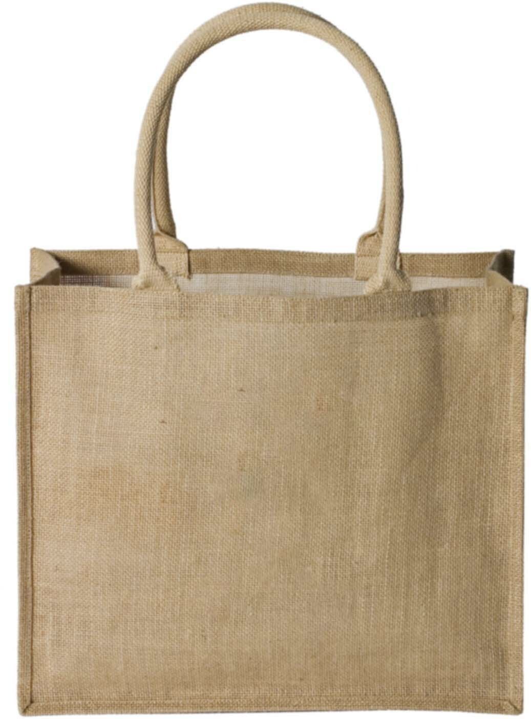 Natural Burlap Jute Tote Bag w/Cotton handles 16x6x14″