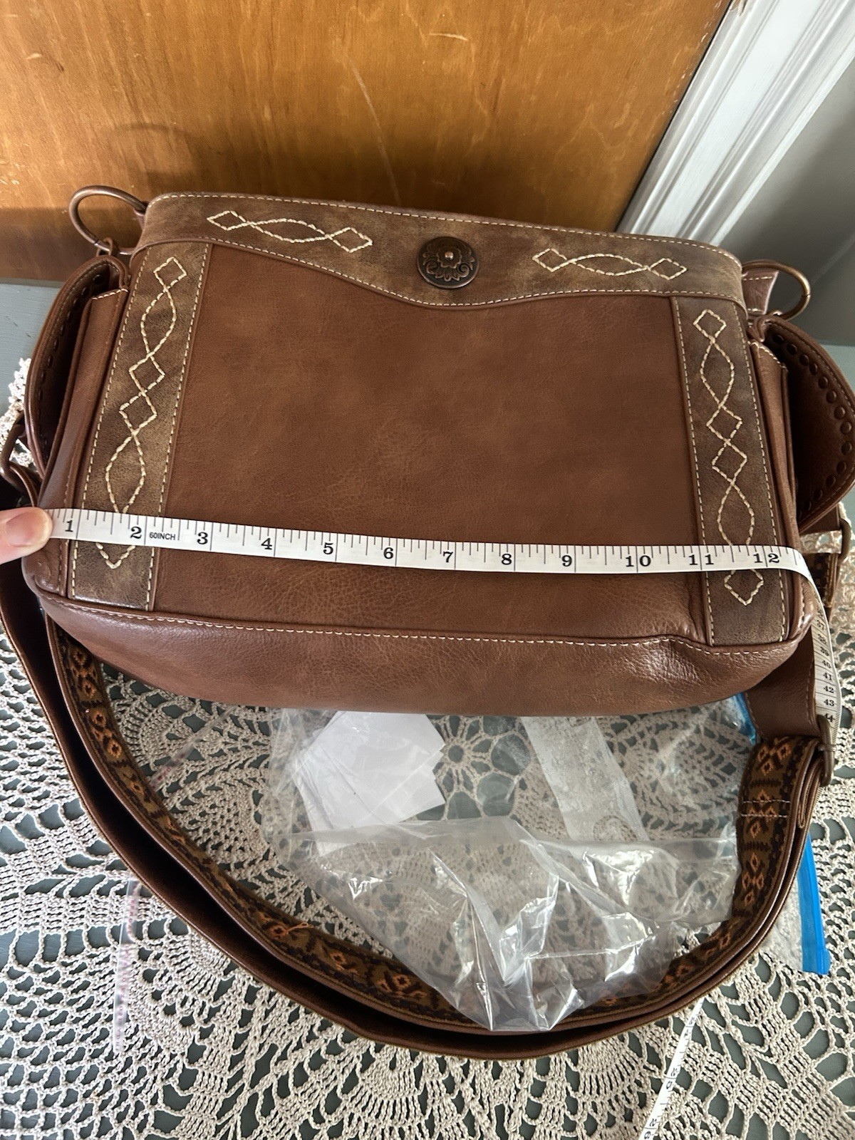 Nocona Ivy Copper Concho Concealed Carry Satchel Tan Western Crossbody Bag