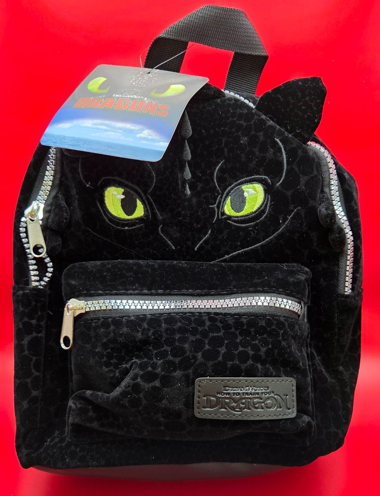 How To Train Your Dragon TOOTHLESS Mini Backpack -Black VELVET FEEL SCALES- NWT