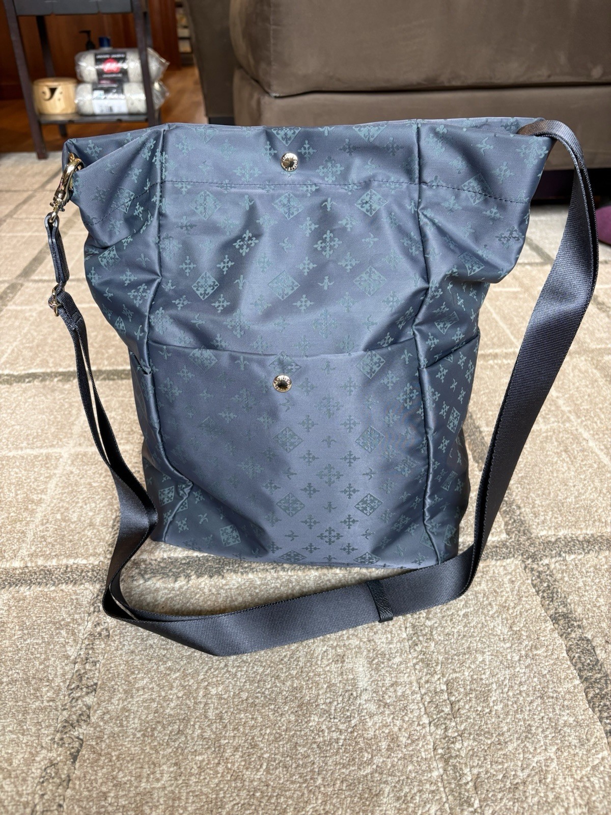 Russet Japan 2-way Crossbody Tote Bag Jacquard Signature Monogram Navy Green