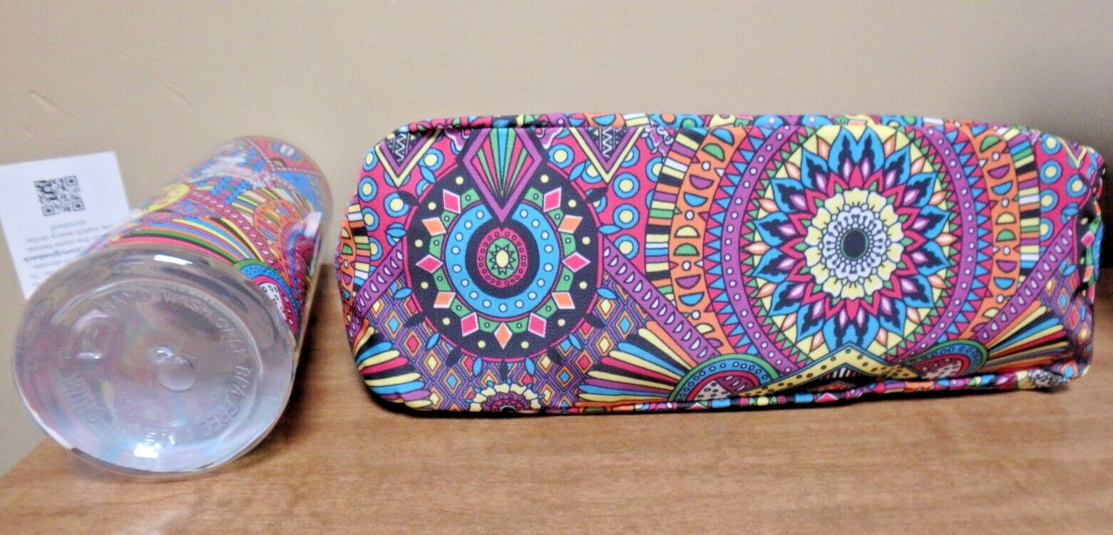 Sakroots Rainbow Wanderlust Large Essential Pouch with 16 Oz Water Bottle