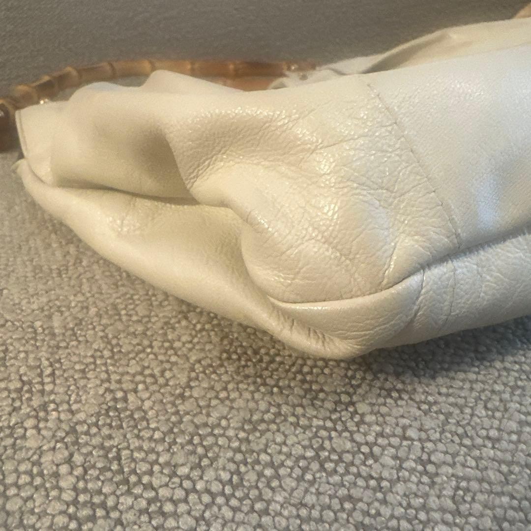 GUCCI Shoulder bag Bamboo leather White Authentic From Japan used