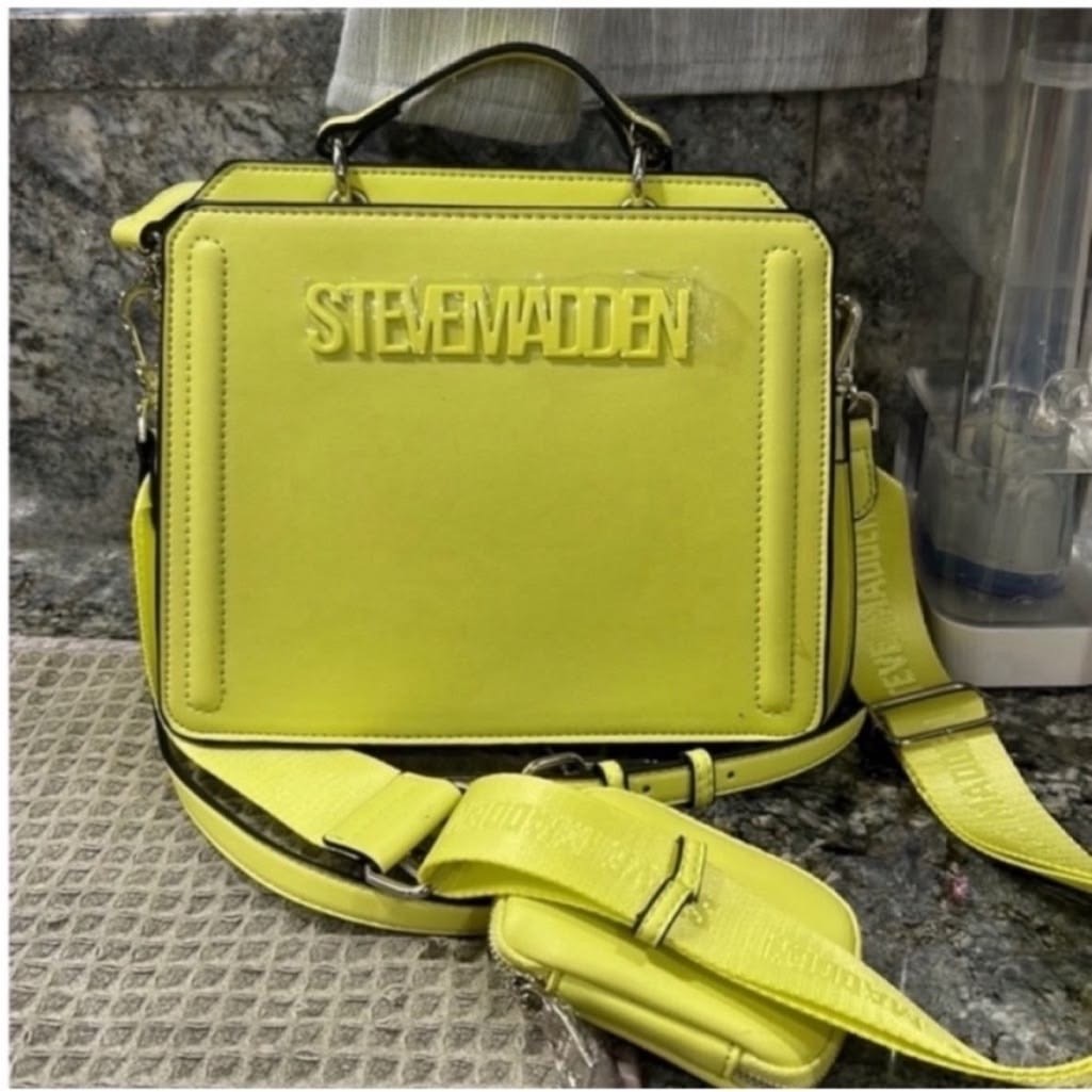 Steve Madden Neon Yellow Crossbody Handbag with Two Straps