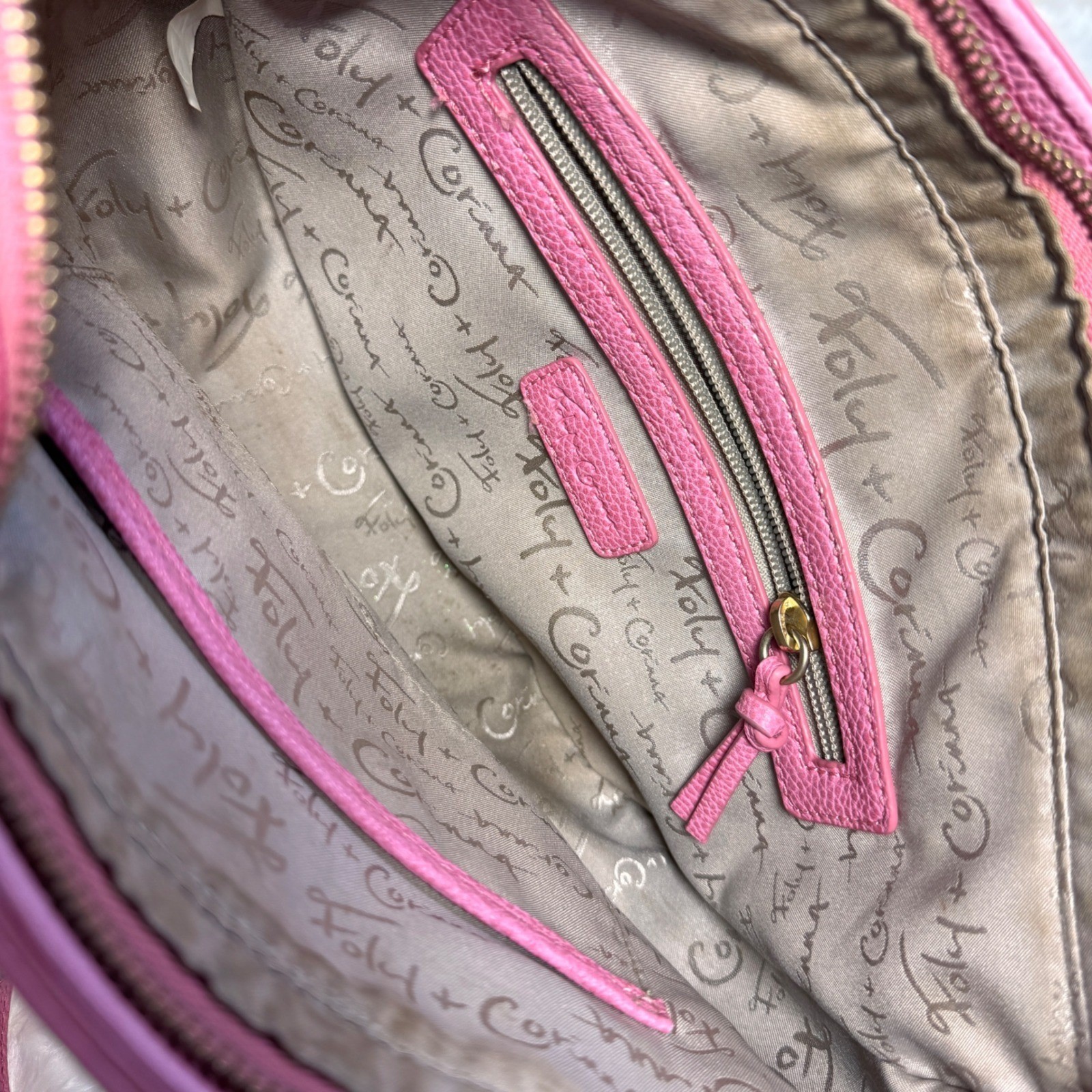 Foley + Corinna Pink Vegan Leather Ring Handle Crossbody Bag Satchel