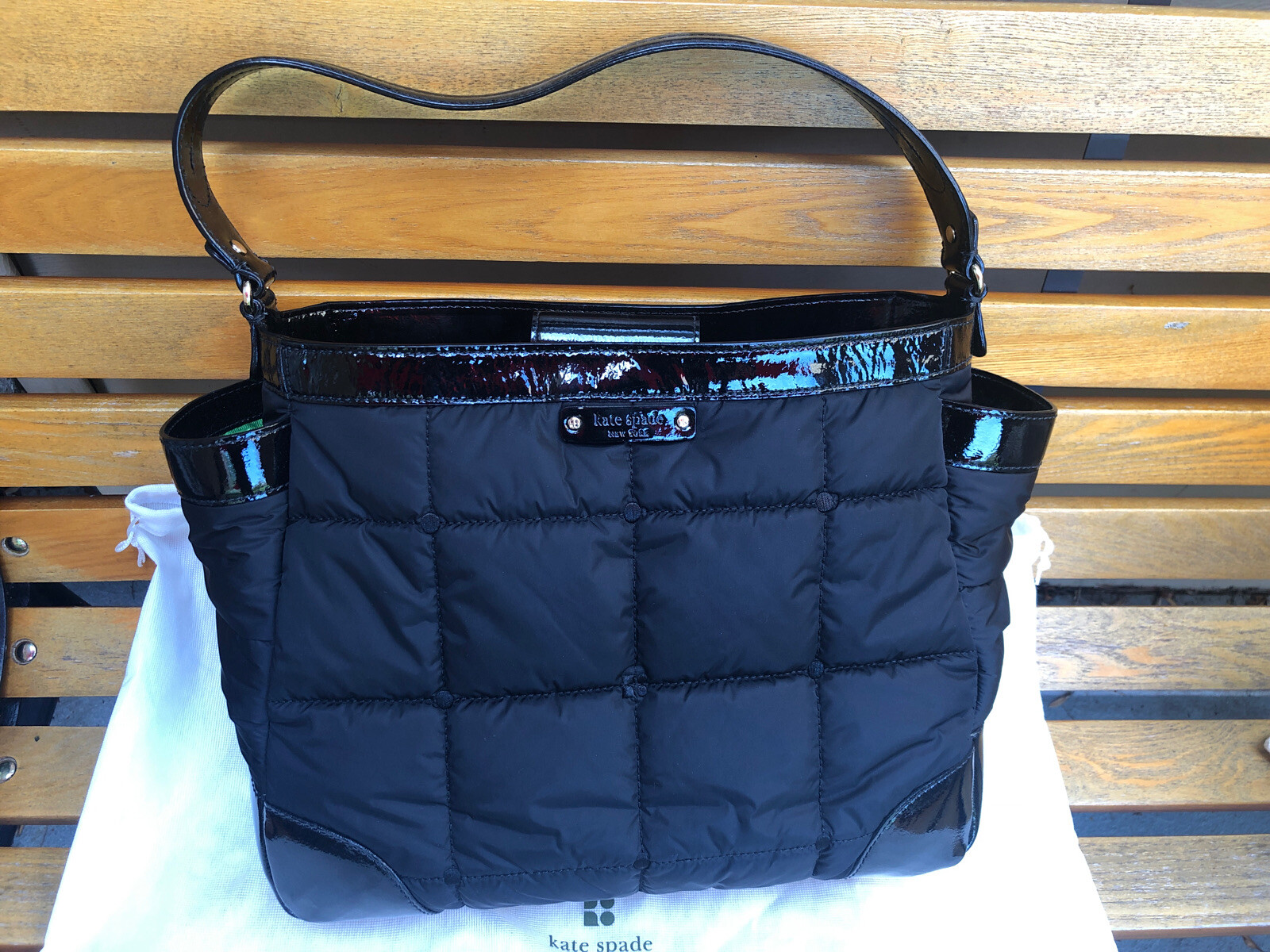 Kate Spade Black With Green Interior PXRU0578 S363 Ladies Handbag With Dust Bag