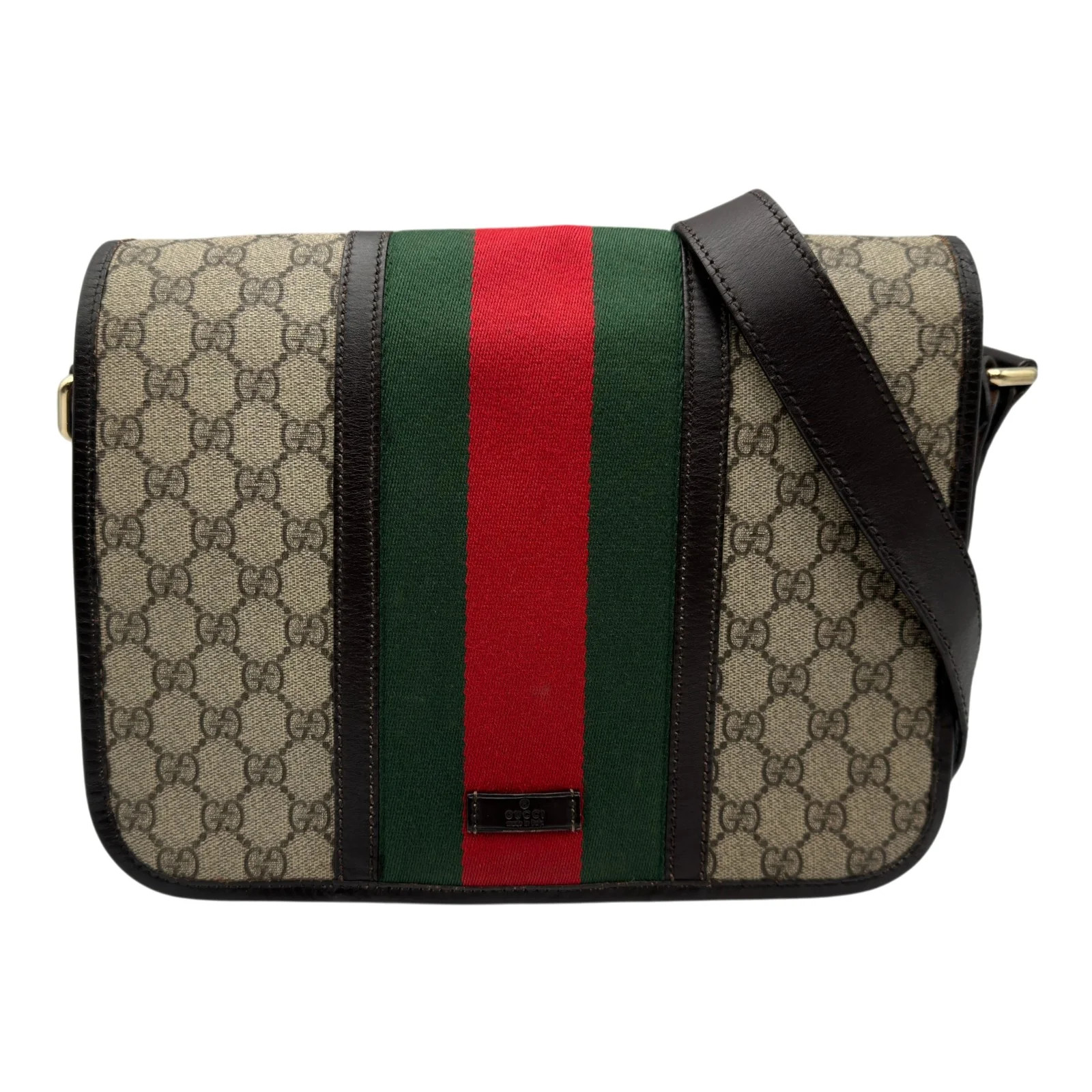GUCCI GG Plus Sherry Line Messenger Bag Brown Coated Canvas #OKB8083