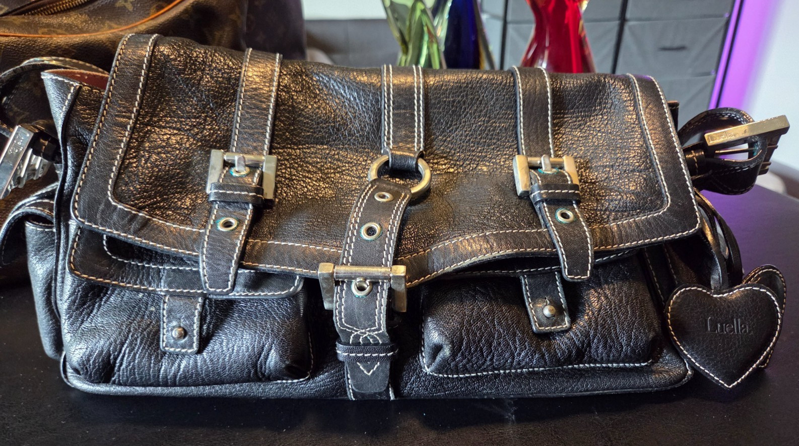 Authentic Luella Bartley Black Leather Satchel – Y2K Gisele Style – Silver HW