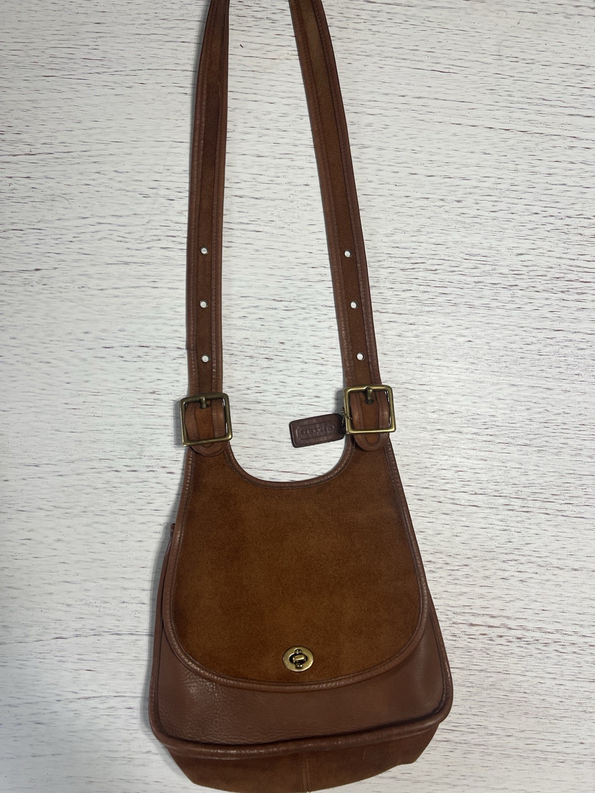 Vintage Coach Berkeley Saddle Bag Purse Glovetanned Leather & Suede 9014