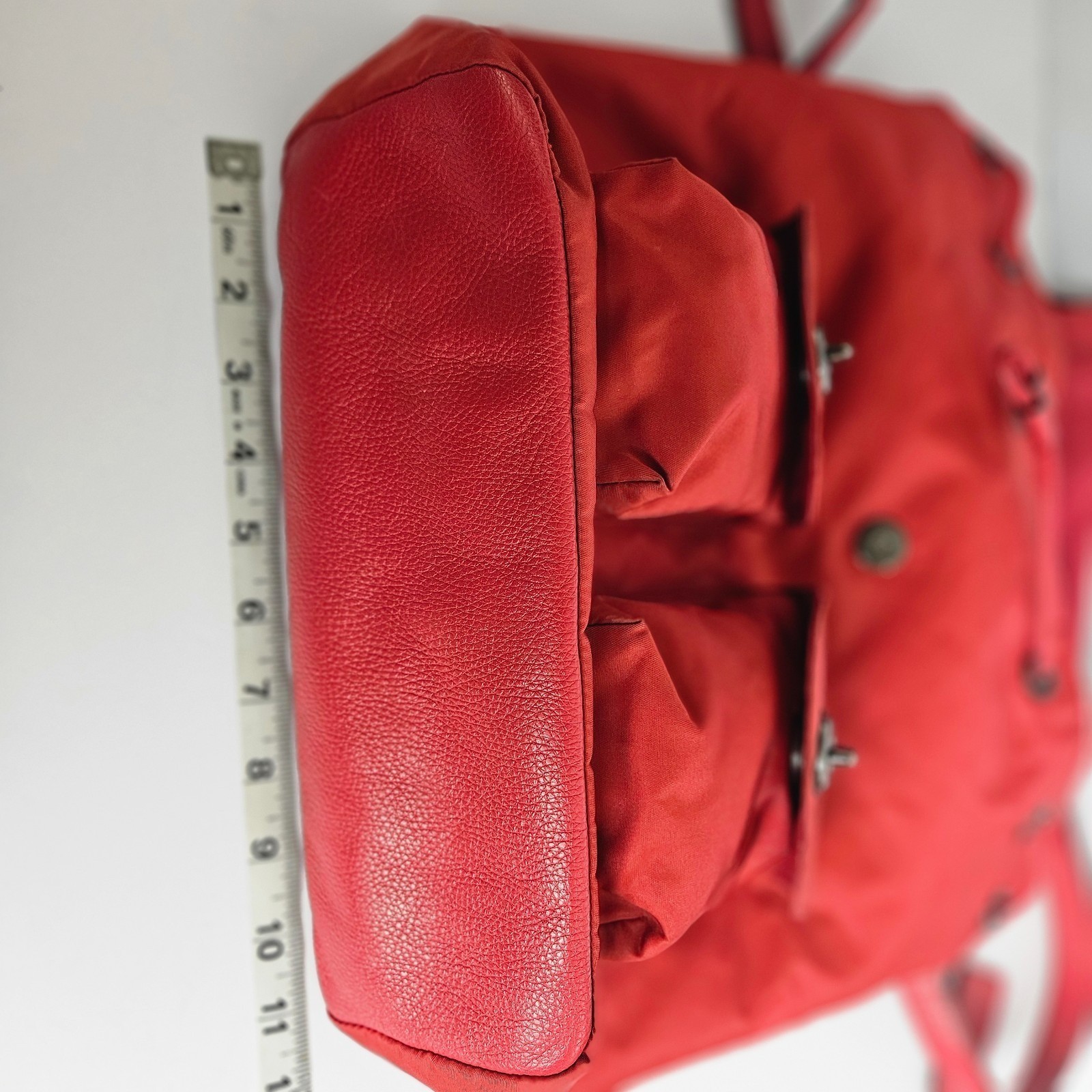 Coach Nylon Backpack Red Billie Charlie F58814 Silver Hardware Drawstring Bag