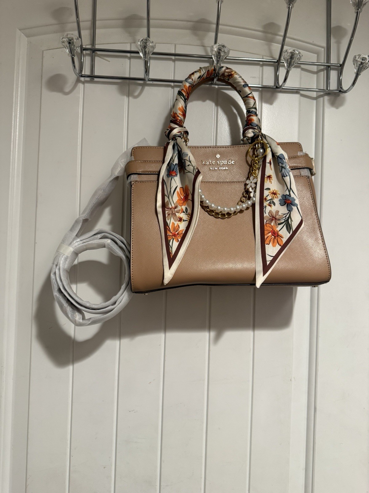 NWT Kate Spade Staci Medium Satchel Saffiano Leather Light Fawn WKRU6951