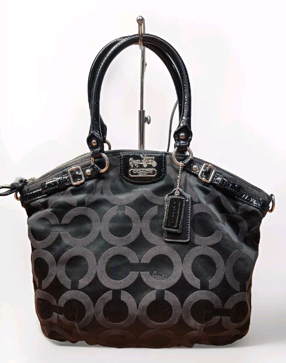Coach Black Signature Madison Sophia Patent Leather Trim Pre-Owned 18649