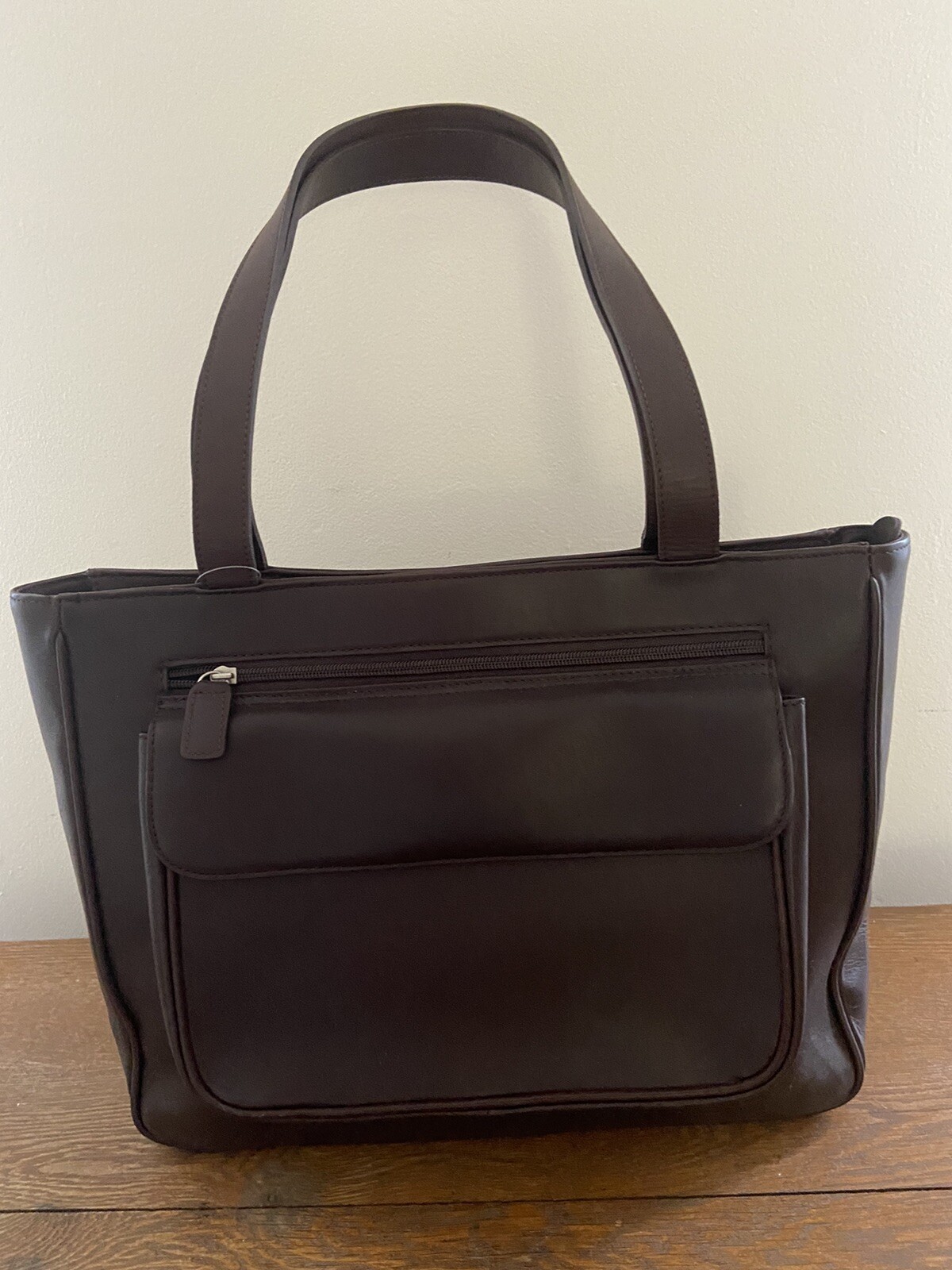 Classy NEW Stylish Sophisticated M. London Brown Leather Tote Casual Business