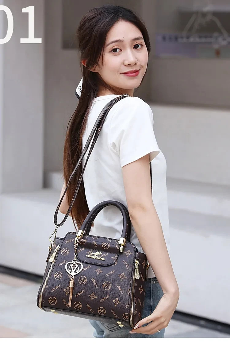 Luxury Monogram Handbag Vintage Shoulder Bag Large Capacity Crossbody Tote Purse