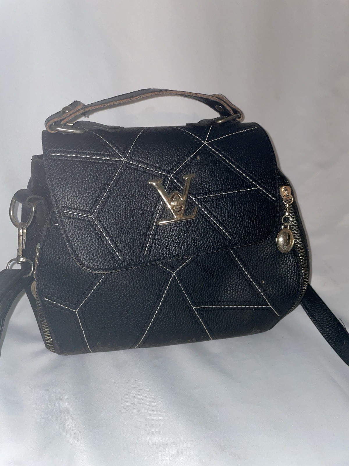 Women’s Small Solid Satchel Top Handle Crossbody Flap Closure Gold Hardware