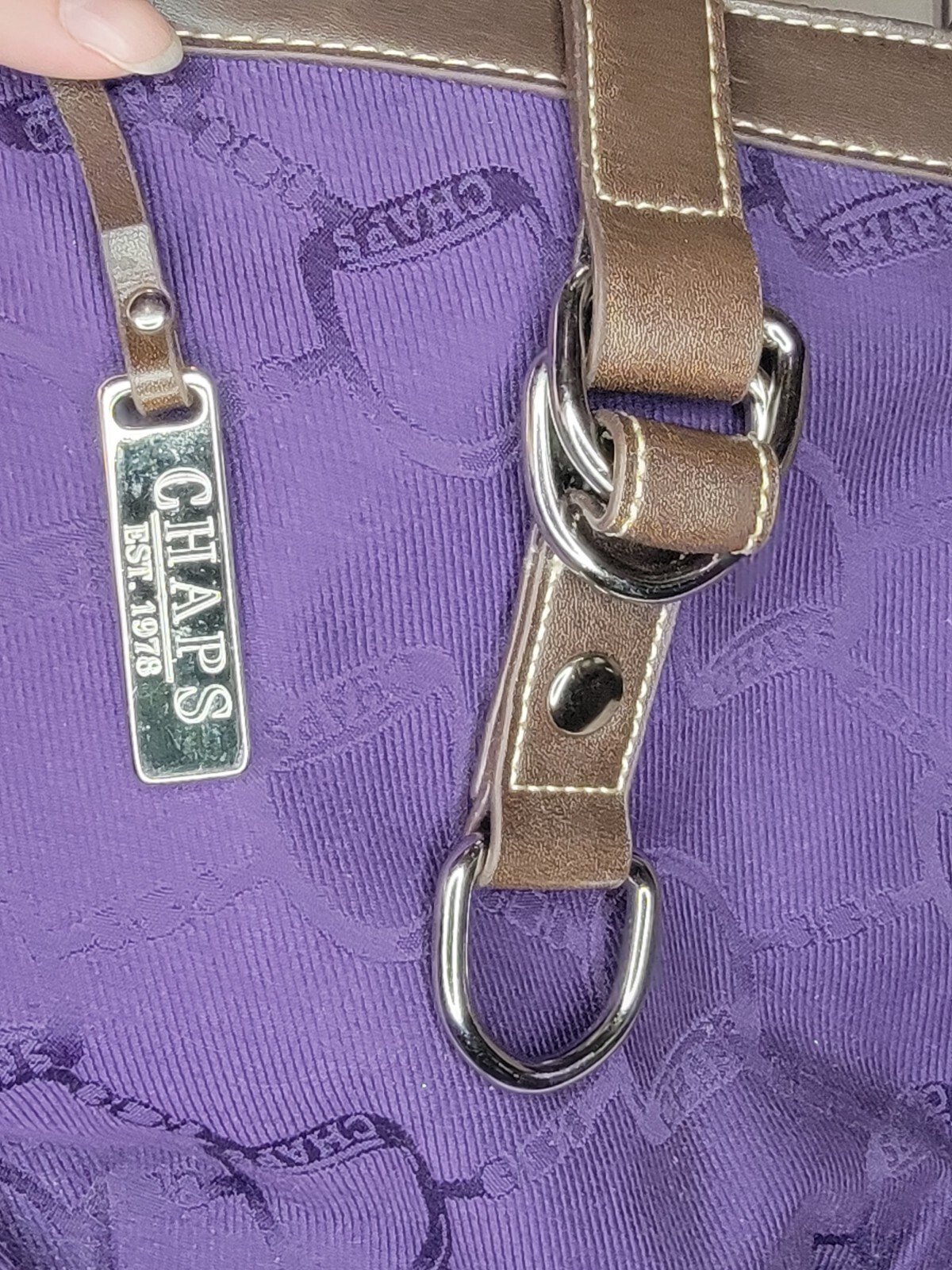 Chaps Small Multi-pocket Crossbody/Shoulderbag Purple/Brown Adjustable Strap