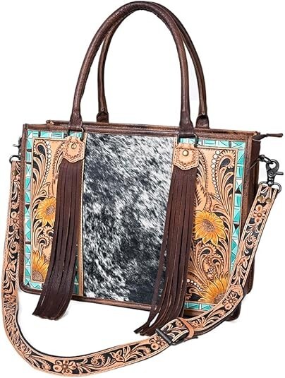 American Darling Hair-On Leather Western Briefcase Bag – ADBG230T