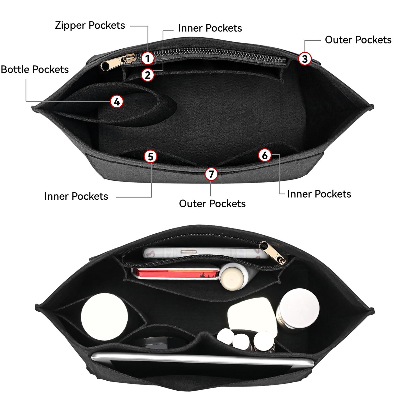 Felt Purse Organizer Insert – Handbag Storage & Bag Organizer