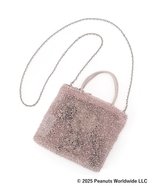 Peanuts Snoopy shoulder bag 2way Powdery pink silver Japan New