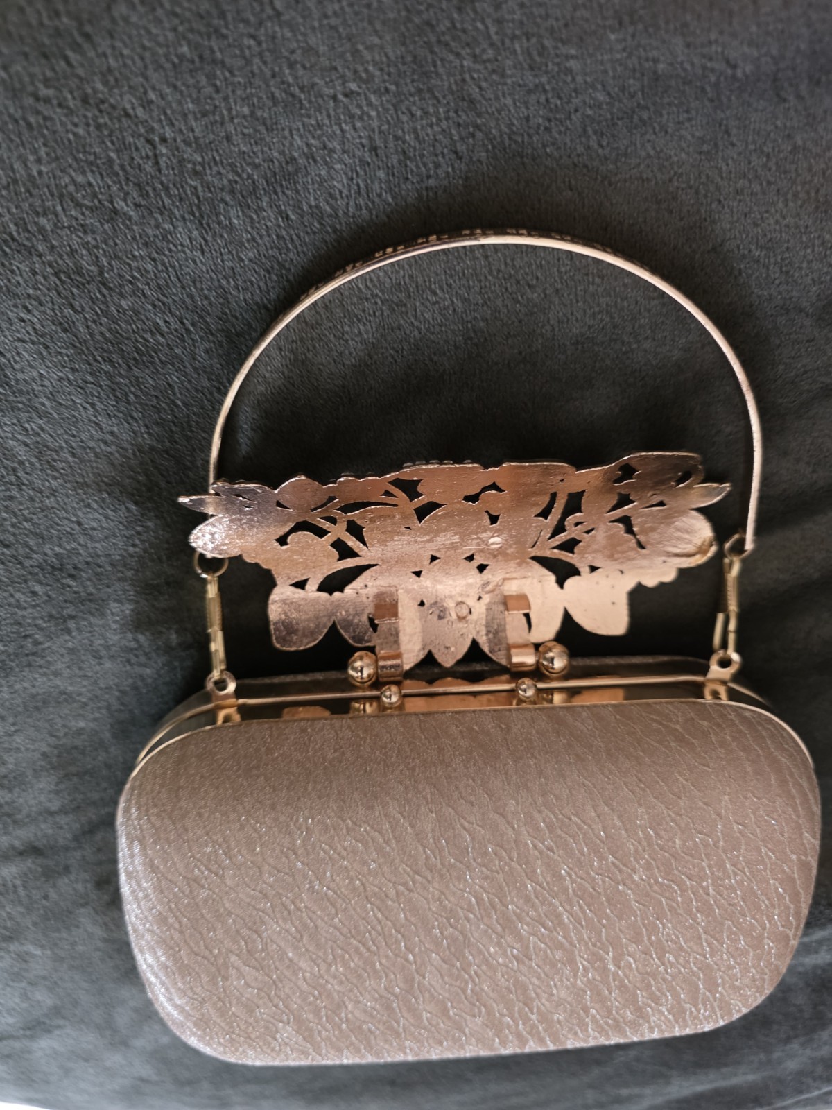 Elegant Rose Gold Floral Crystal Evening Clutch