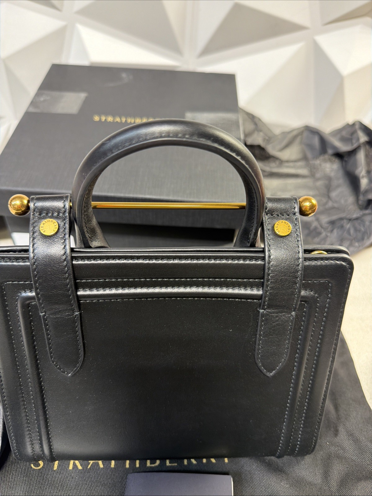 STRATHBERRY MINI TOTE SMOOTH LEATHER HANDBAG BLACK 100% AUTHENTIC