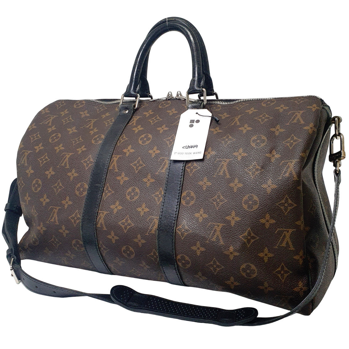 Auth Louis Vuitton Keepall Macassar Bandoulier 45 M56711 No Lock Key Belt CLA649