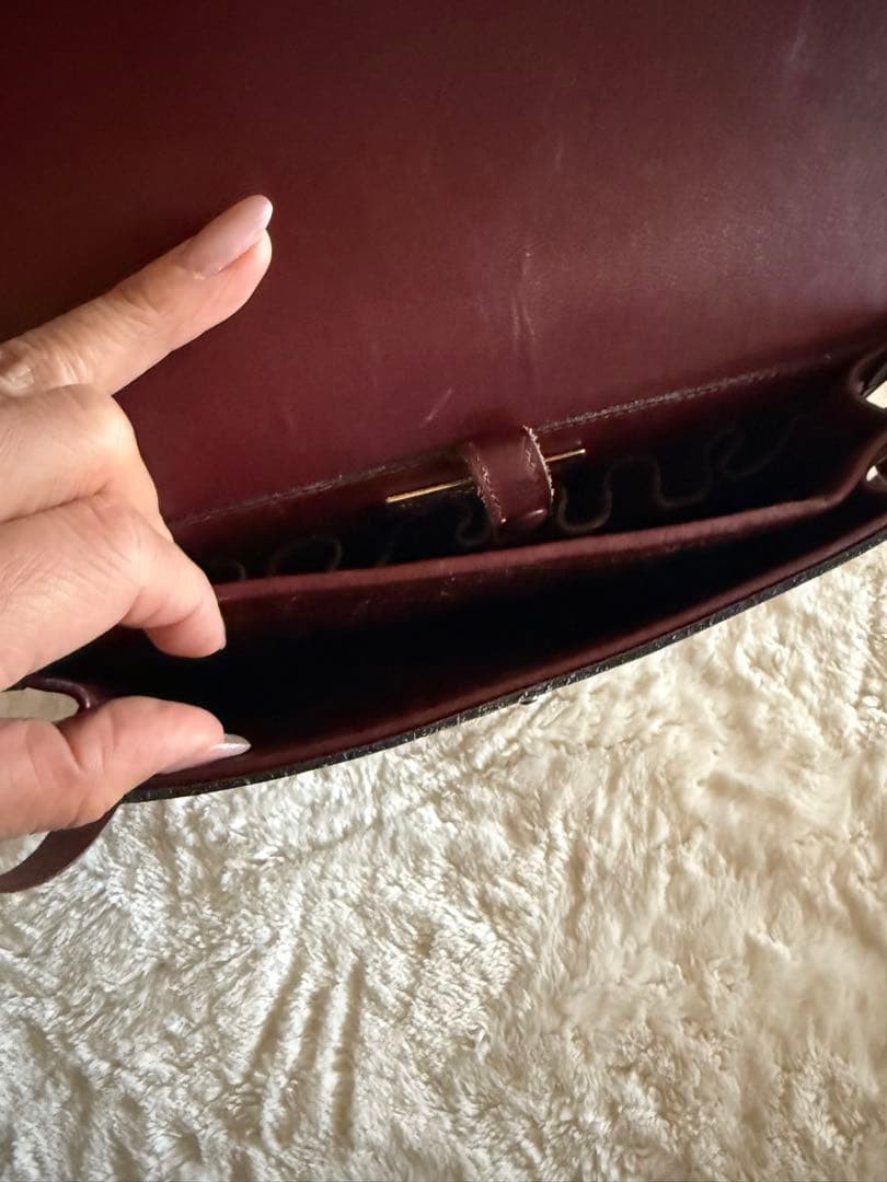 Cartier Leather Shoulder Bag Must Bordeaux Women France 129403