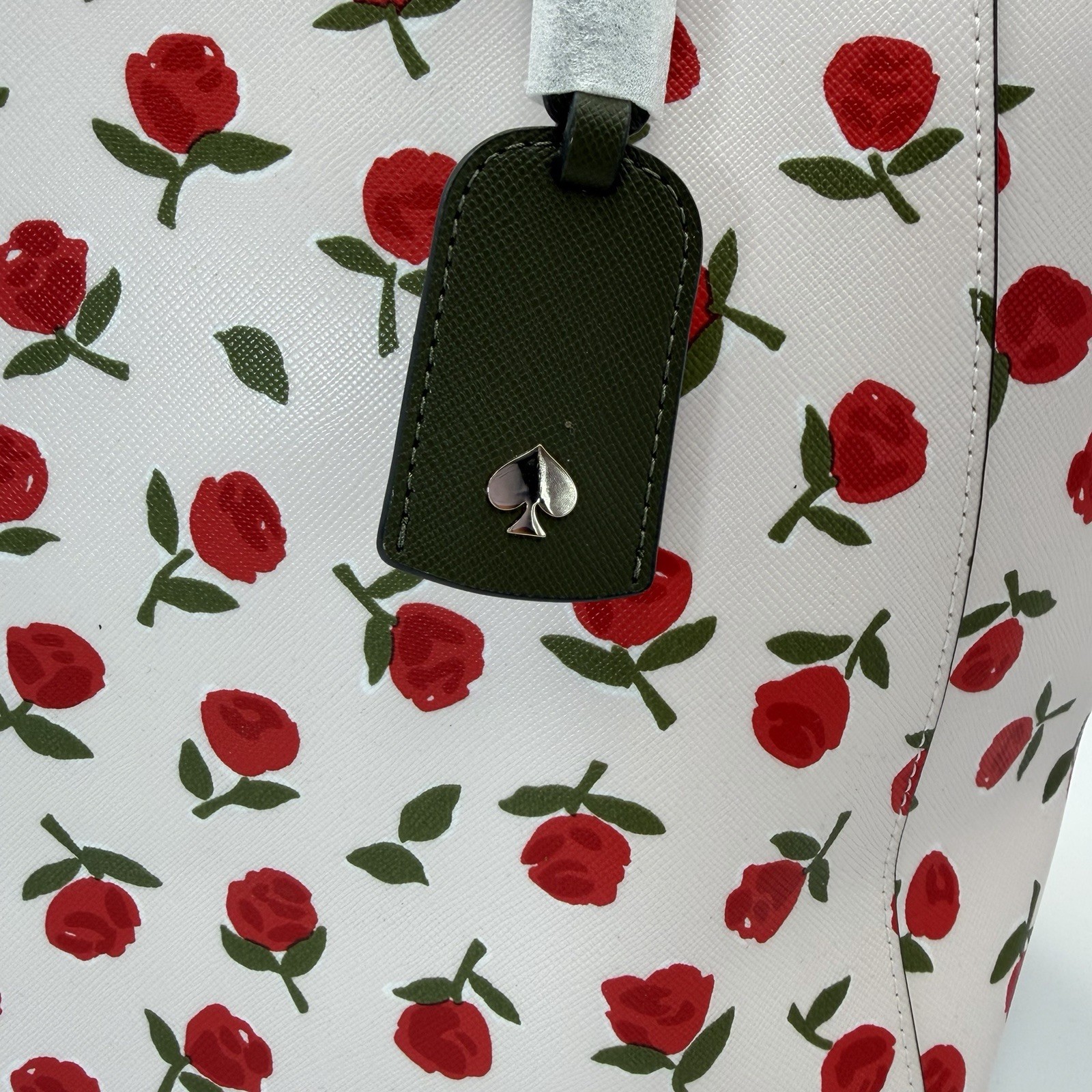 NWOT Kate Spade Dana Ivory Rose Toss Tote Saffiano KE474 Bag Charm Purse