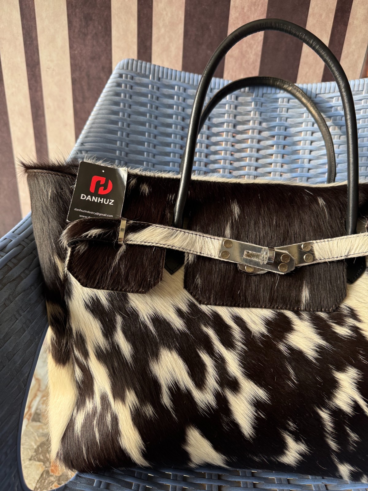 Handmade Cowhide Leather Tote Bag | Genuine Hair-On Western Style Purse