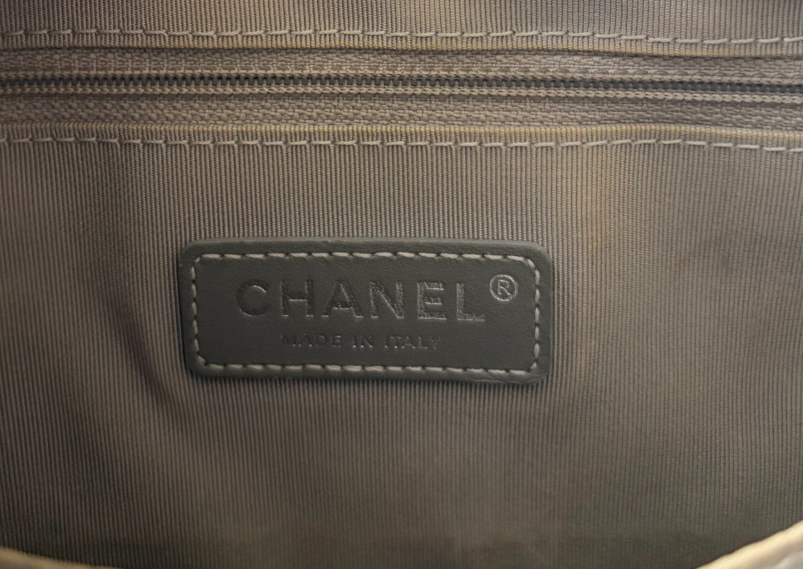 CHANEL Gabrielle Medium Hobo Bag Gray/ Taupe Calfskin Mixed Metal Shoulder Bag