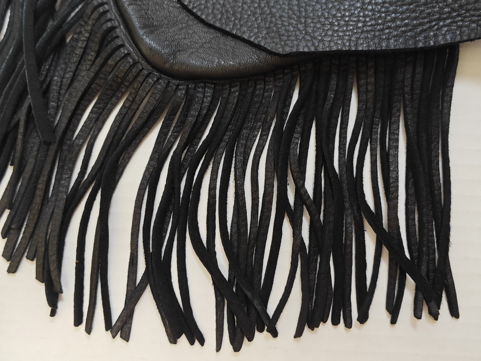 Cactus Mountain Designs Handmade Black Leather Fringed Loop Clasp Pouch Bag