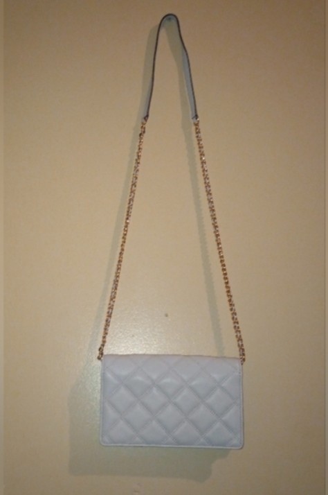 Tory Burch Savannah chain flat wallet crossbody in Luna blue