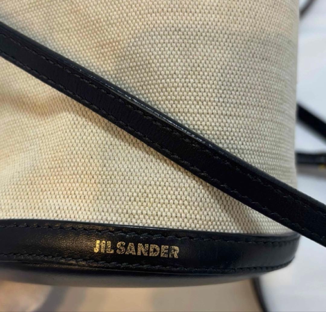JIL SANDER Leather x Canvas Shoulder Bag H20cm H7.9in Excellent