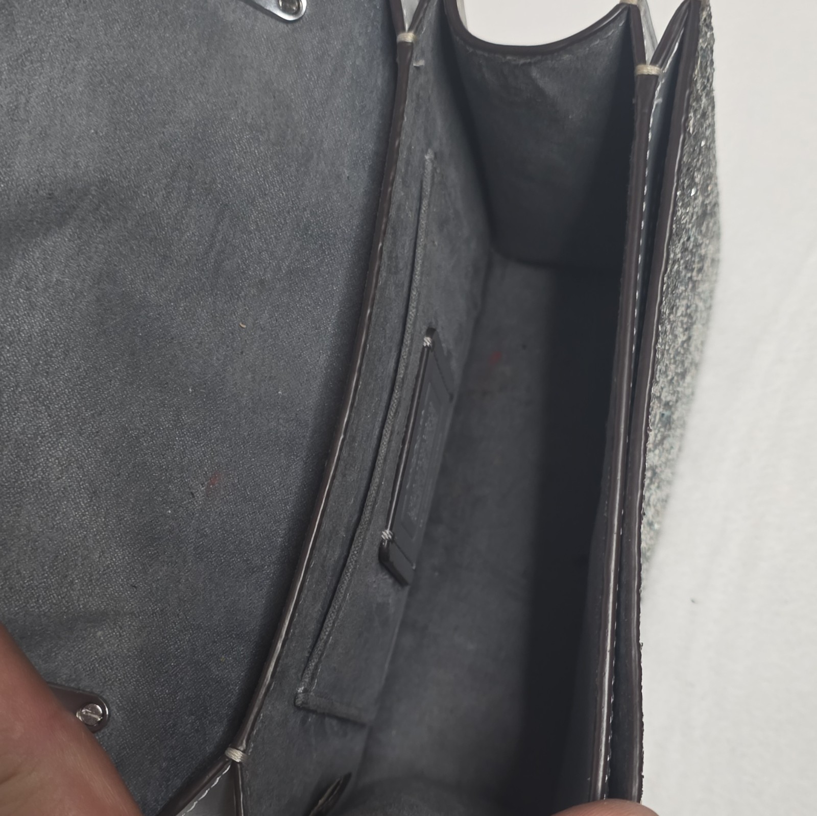 Coach Morgan Square Crossbody Shoulder Bag in Silver Glitter Leather CO925