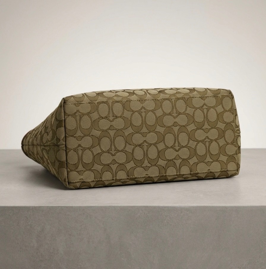 Coach Taylor Tote 37229 Brown Signature Jacquard with Leather Trim