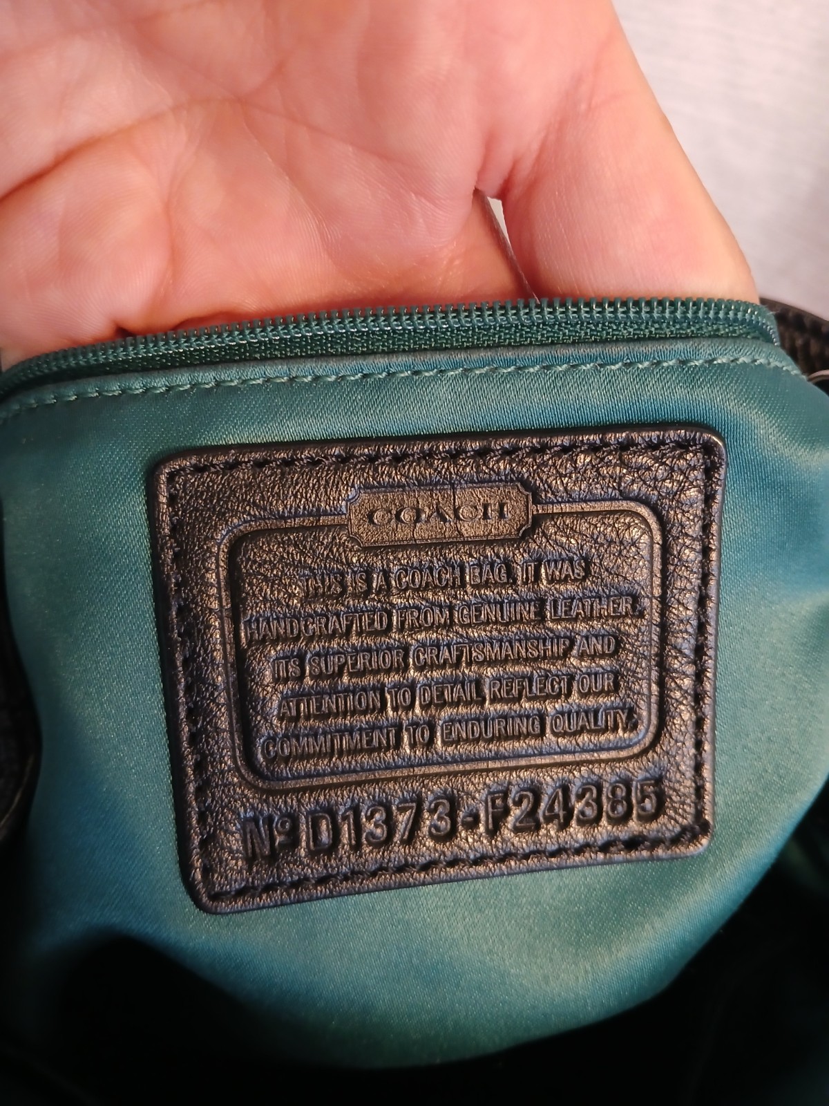 Coach F24385 Park Black Leather Backpack w/Turnlock Detail Teal Satin lining