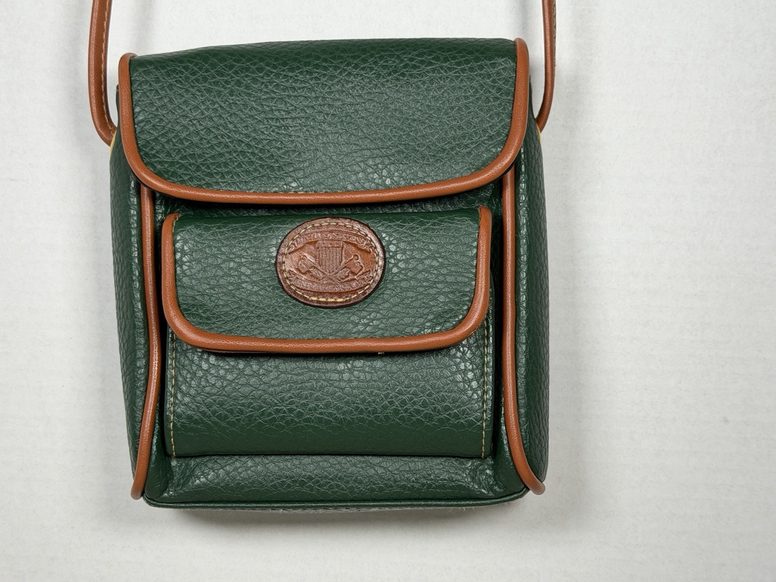 Rolfs Vintage Green Pebbled Leather Crossbody Bag Golf Crest Organizer Wallet