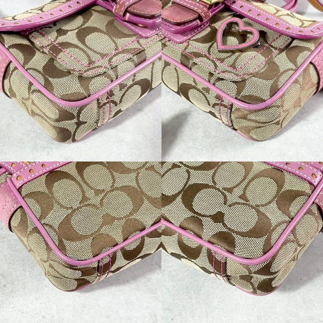 Coach Soho Signature Heart Bag Pink Y2K W21cm H12cm Shoulder Rare Vintage Japan