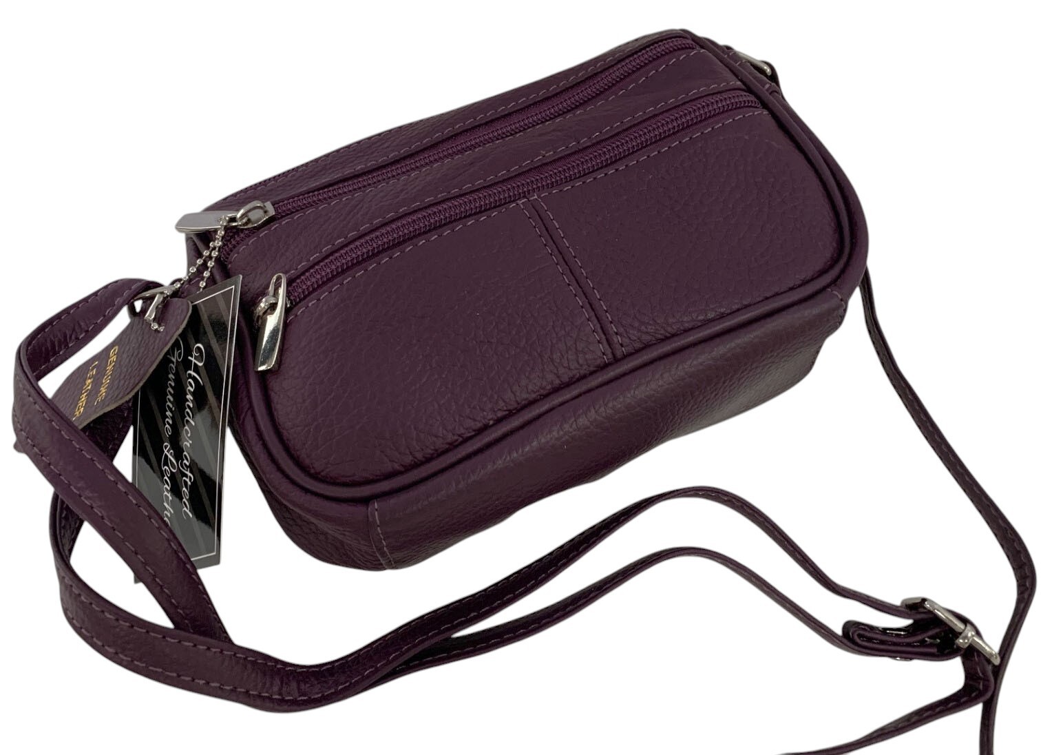 Purple Soft Cowhide Leather Small Handbag Crossbody Shoulder Bag Purse 4 Women